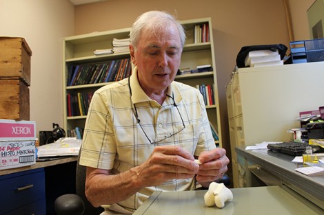 Dr. Robert Pilliar of the IBBME exhibits the template bone model. MEDIA PHOTO