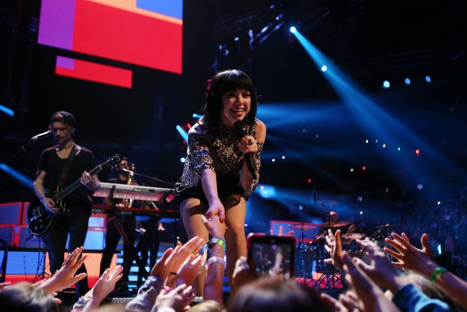 Multi-platinum GRAMMY®-nominated singer and songwriter, Carly Rae Jepsen, performs her chart-topping hit “I Really Like You” for 20,000 students and educators at WE Day Toronto at the Air Canada Centre on October 1, 2015. Photo Credit: Chris Young/Canadian Press​​