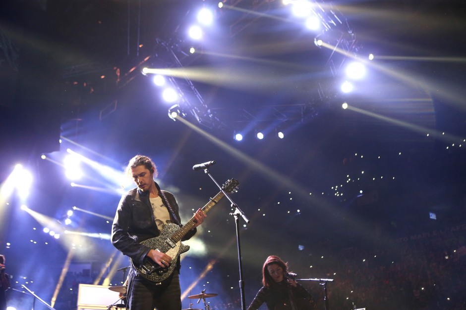Award-winning singer and songwriter, Hozier, performs his hit song “Take Me to Church” for 20,000 students and educators at WE Day Toronto at the Air Canada Centre on October 1, 2015. Photo Credit: Chris Young/Canadian Press​​​