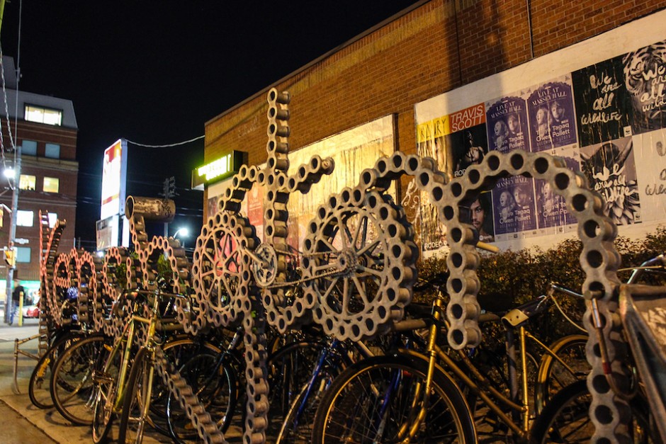 Bike rack in Kensington Market. Sneha Dasgupta/THE VARSITY