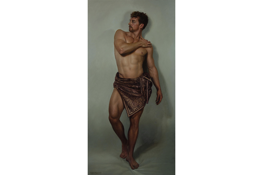 Martin Murphy's hyperrealistic painting portrait of a man with a cloth around his waist