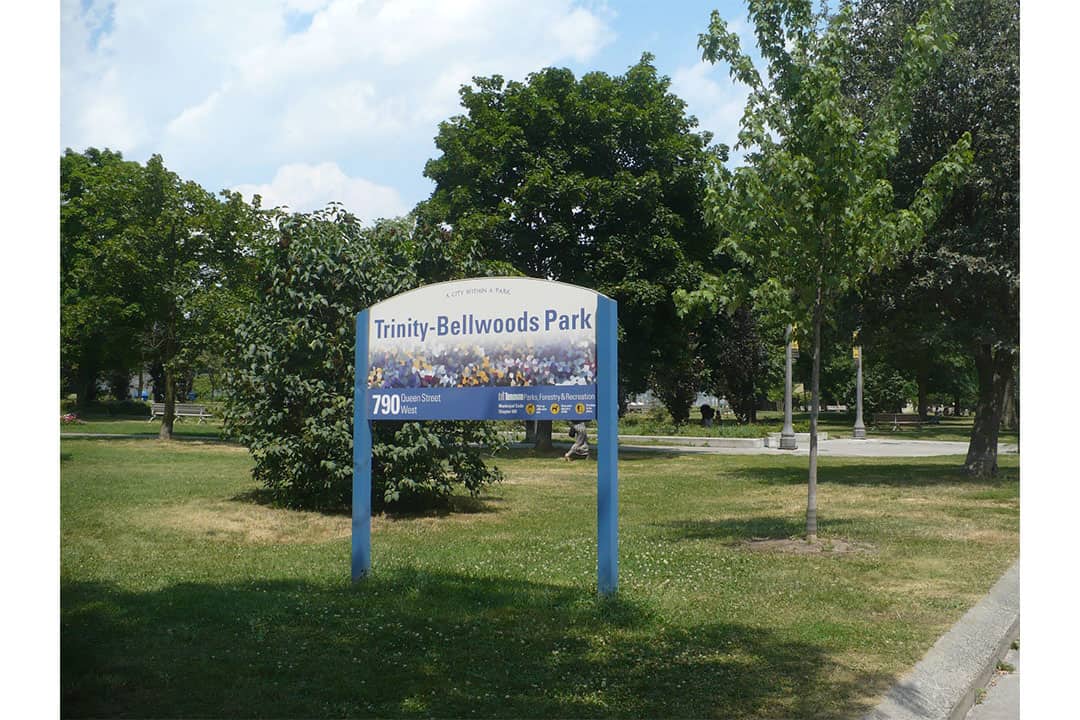 Sign at Trinity Bellwoods park.